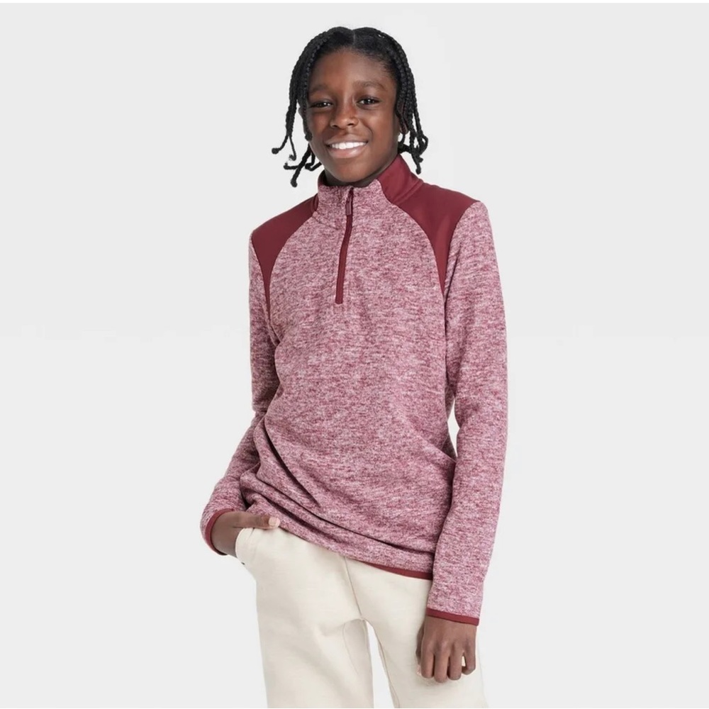 Boys' Fleece 1/4 Zip Pullover - All in Motion Heathered Gray
